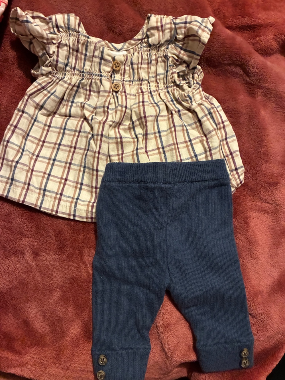 Carter's Navy Knit Jogger Set with Plaid Top